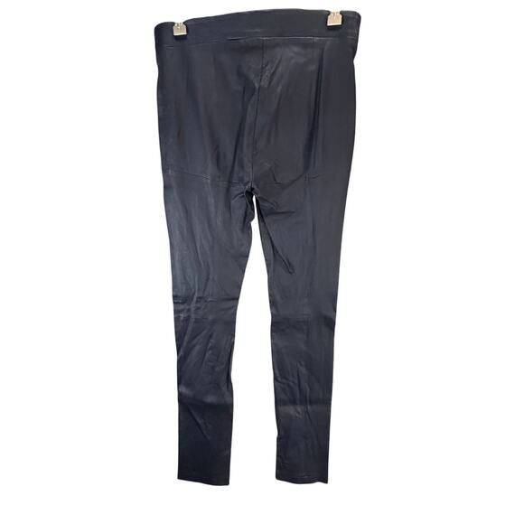 Tory Burch Ally Leather Pants Small Blue Slim Modern Classic Chic City Night Out - Picture 3 of 12